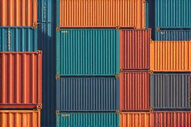 Logistics dashboard and shipping containers