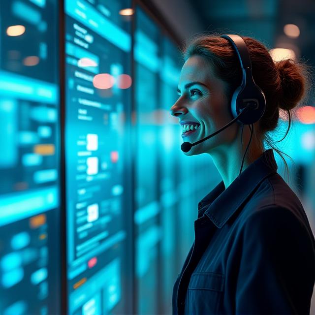 Logistics dispatcher coordinating freight movements in a modern high-tech office